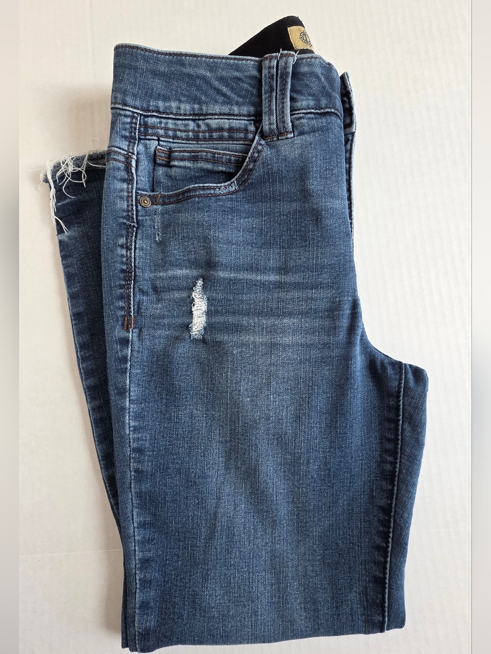 Democracy Jeans Straight Leg Ab Technology Stretch Distressed Size 6